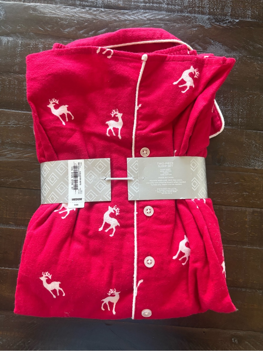 NWT Liz Claiborne Red Reindeer Cotton Flannel Pajama Set Women’s Small - Picture 3 of 9